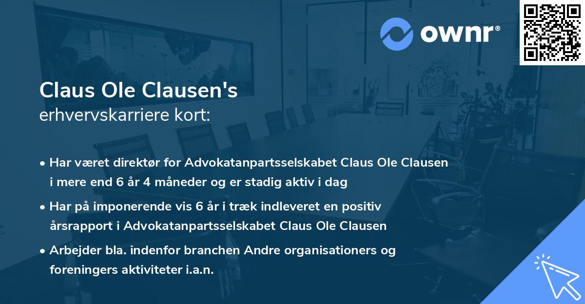 Claus Ole Clausen's erhvervskarriere kort