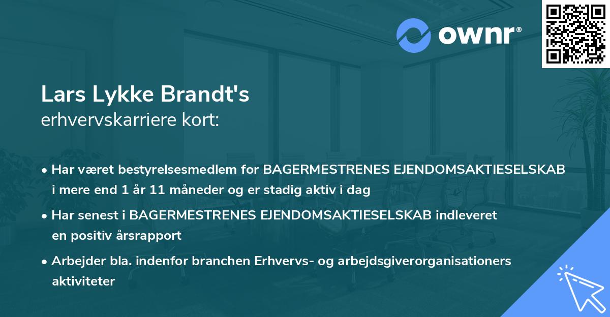Lars Lykke Brandt's erhvervskarriere kort