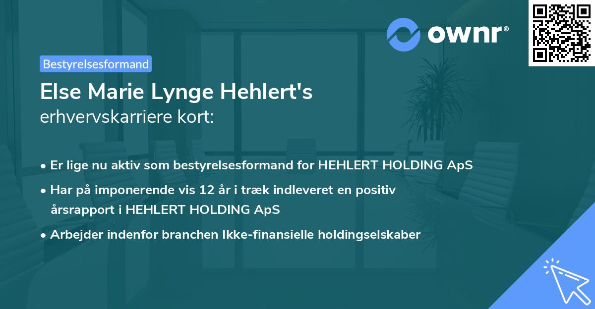 Else Marie Lynge Hehlert's erhvervskarriere kort