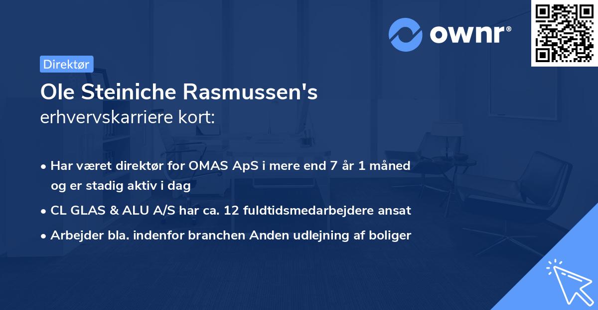 Ole Steiniche Rasmussen's erhvervskarriere kort