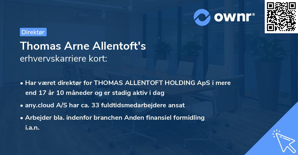 Thomas Arne Allentoft's erhvervskarriere kort