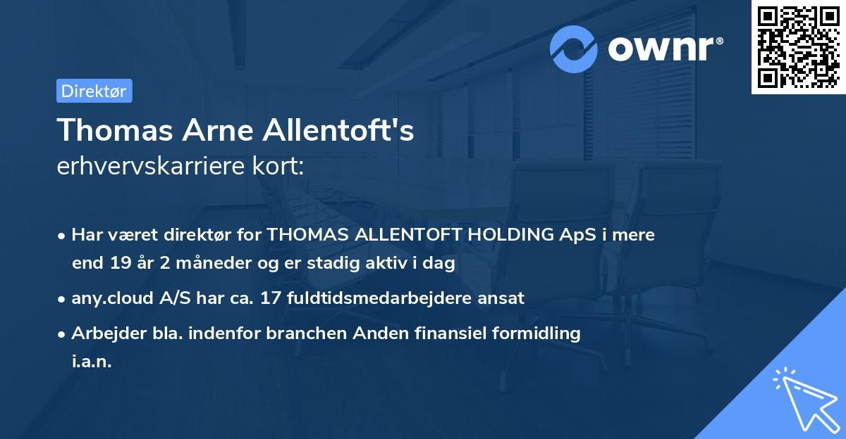 Thomas Arne Allentoft's erhvervskarriere kort