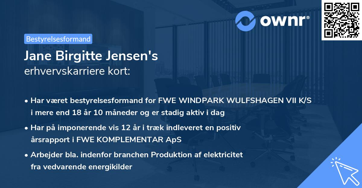 Jane Birgitte Jensen's erhvervskarriere kort