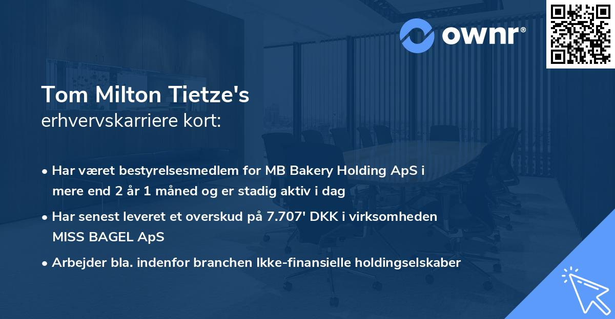 Tom Milton Tietze's erhvervskarriere kort