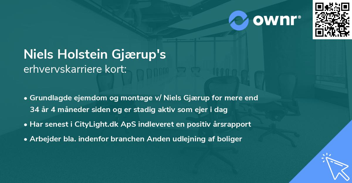 Niels Holstein Gjærup's erhvervskarriere kort