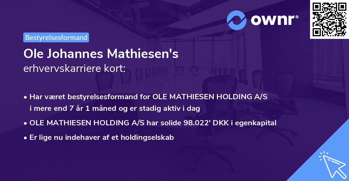 Ole Johannes Mathiesen's erhvervskarriere kort