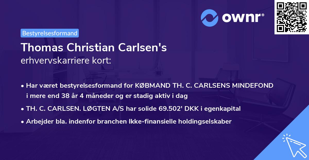 Thomas Christian Carlsen's erhvervskarriere kort