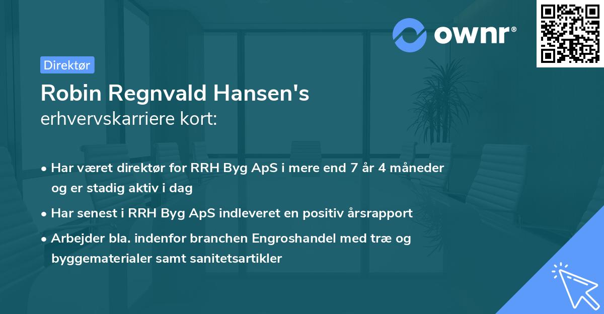 Robin Regnvald Hansen's erhvervskarriere kort