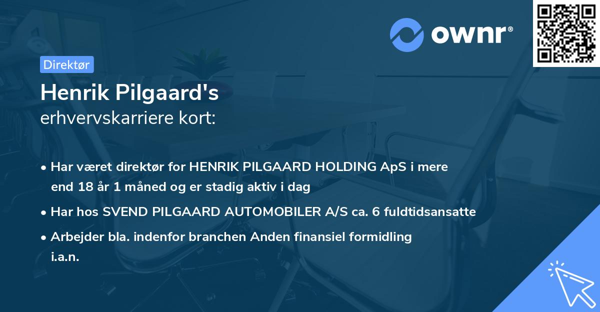 Henrik Pilgaard's erhvervskarriere kort