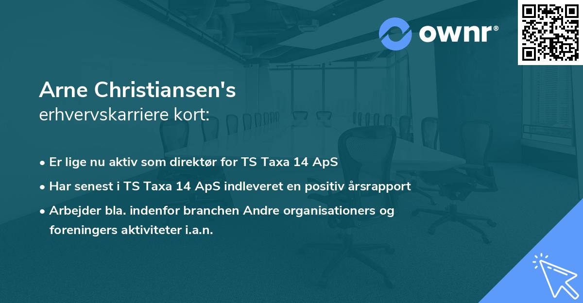 Arne Christiansen's erhvervskarriere kort