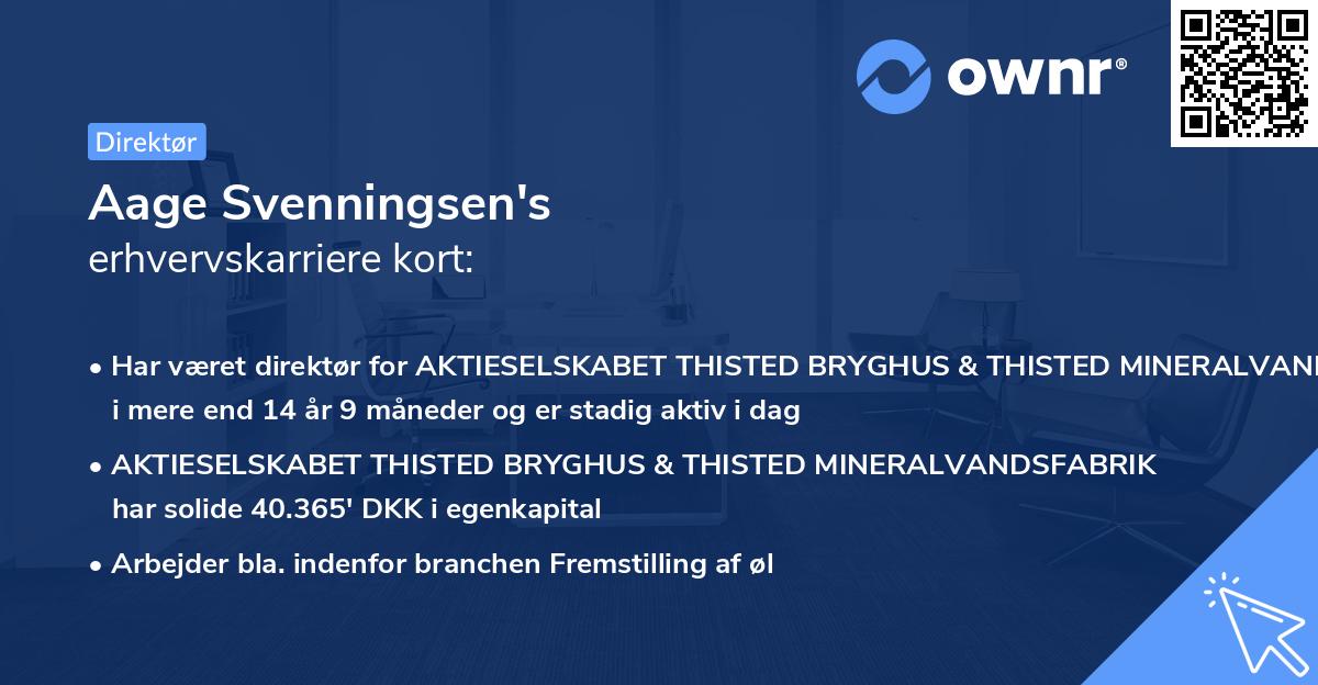 Aage Svenningsen's erhvervskarriere kort