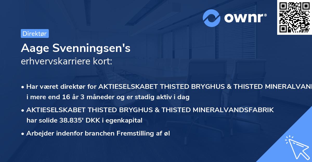 Aage Svenningsen's erhvervskarriere kort