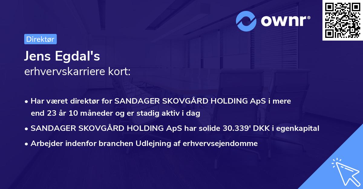 Jens Egdal's erhvervskarriere kort