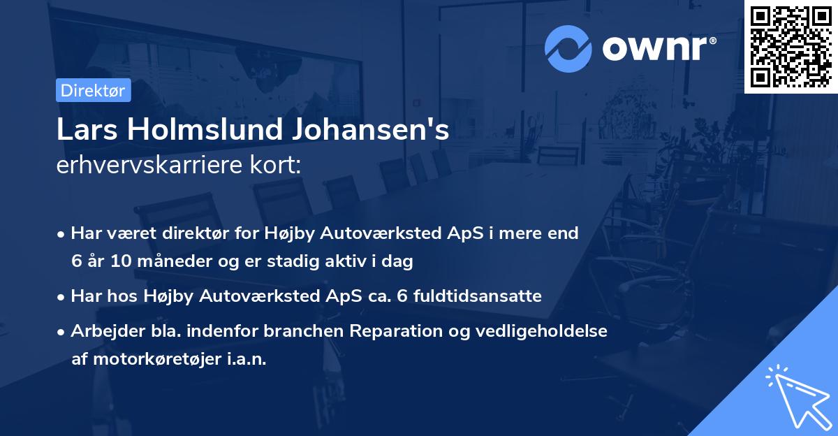 Lars Holmslund Johansen's erhvervskarriere kort