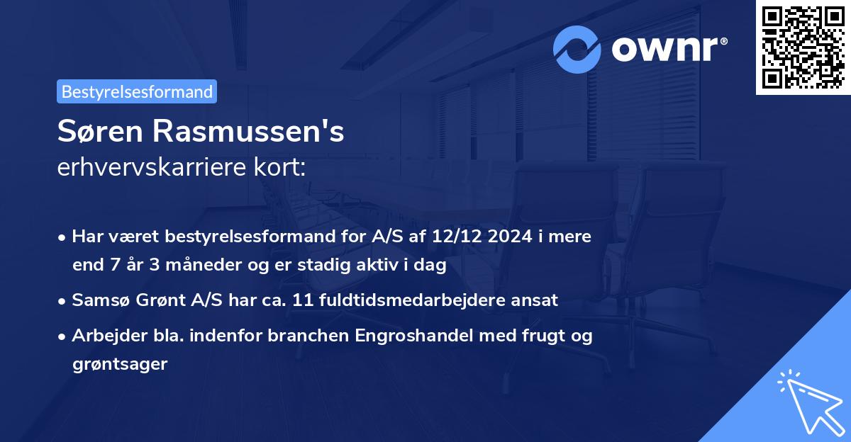 Søren Rasmussen's erhvervskarriere kort