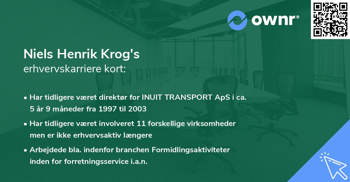 Niels Henrik Krog's erhvervskarriere kort