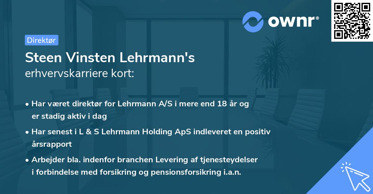 Steen Vinsten Lehrmann's erhvervskarriere kort