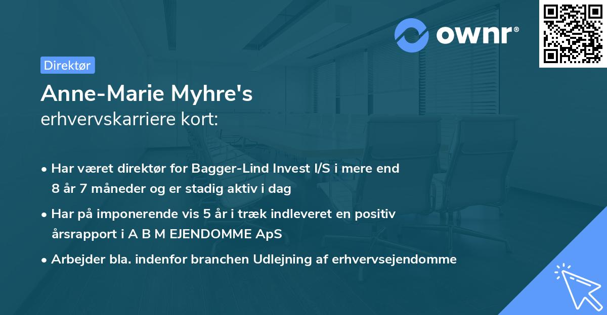 Anne-Marie Myhre's erhvervskarriere kort