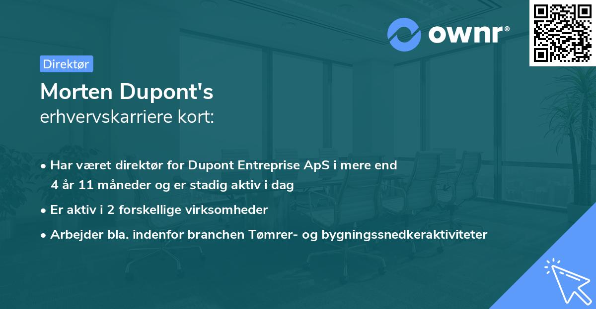 Morten Dupont's erhvervskarriere kort