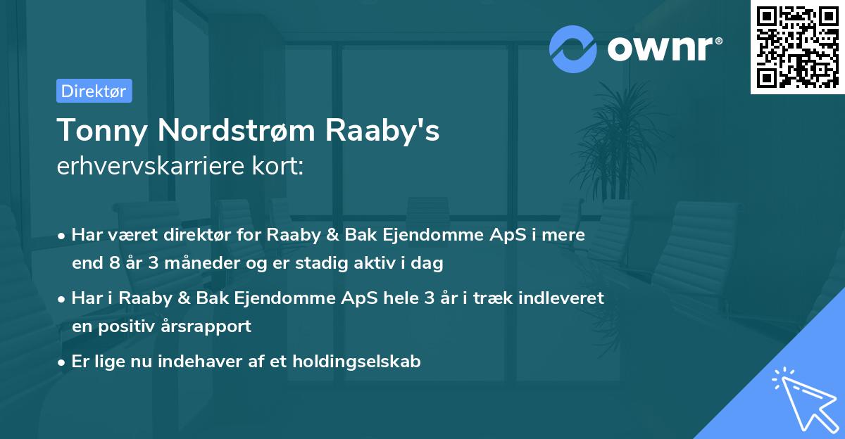 Tonny Nordstrøm Raaby's erhvervskarriere kort