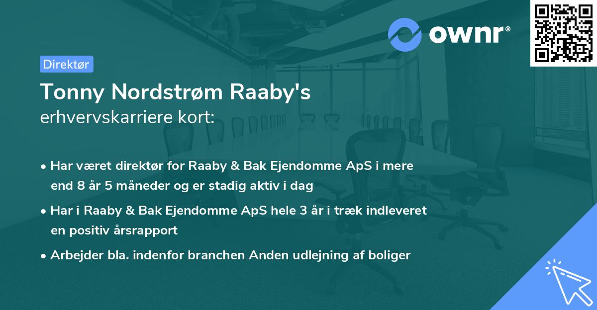 Tonny Nordstrøm Raaby's erhvervskarriere kort