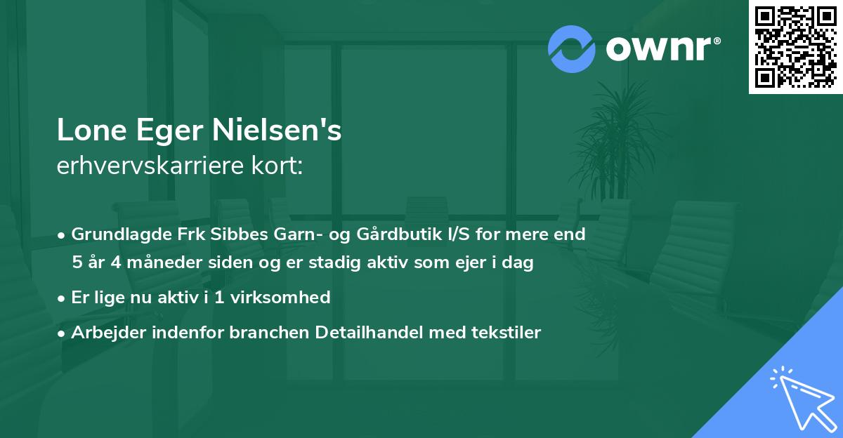 Lone Eger Nielsen's erhvervskarriere kort