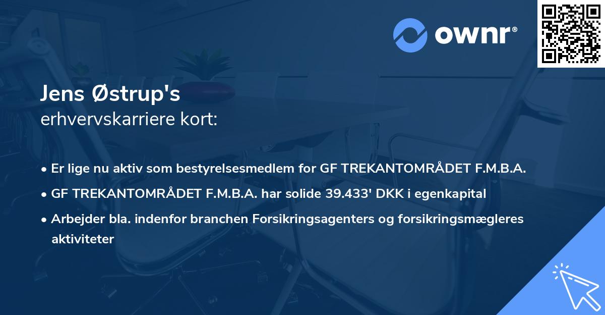 Jens Østrup's erhvervskarriere kort