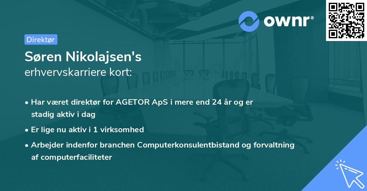 Søren Nikolajsen's erhvervskarriere kort