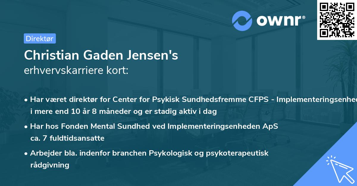 Christian Gaden Jensen's erhvervskarriere kort