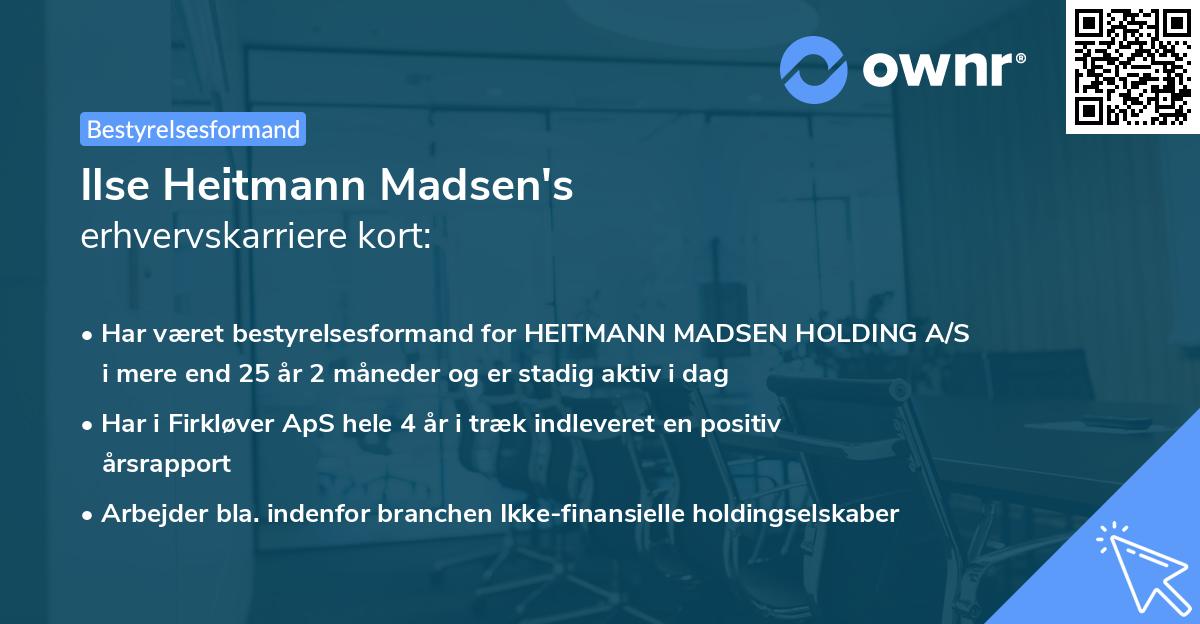 Ilse Heitmann Madsen's erhvervskarriere kort