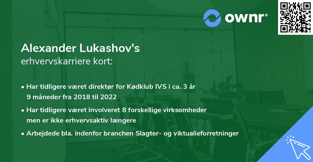 Alexander Lukashov's erhvervskarriere kort