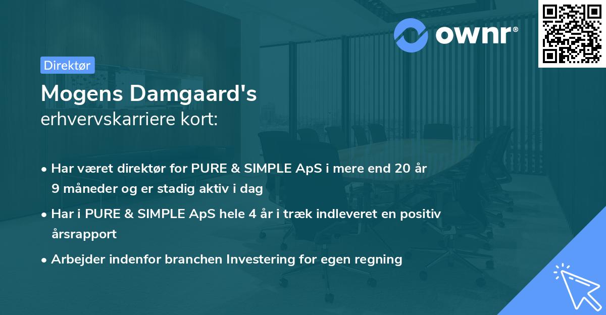 Mogens Damgaard's erhvervskarriere kort