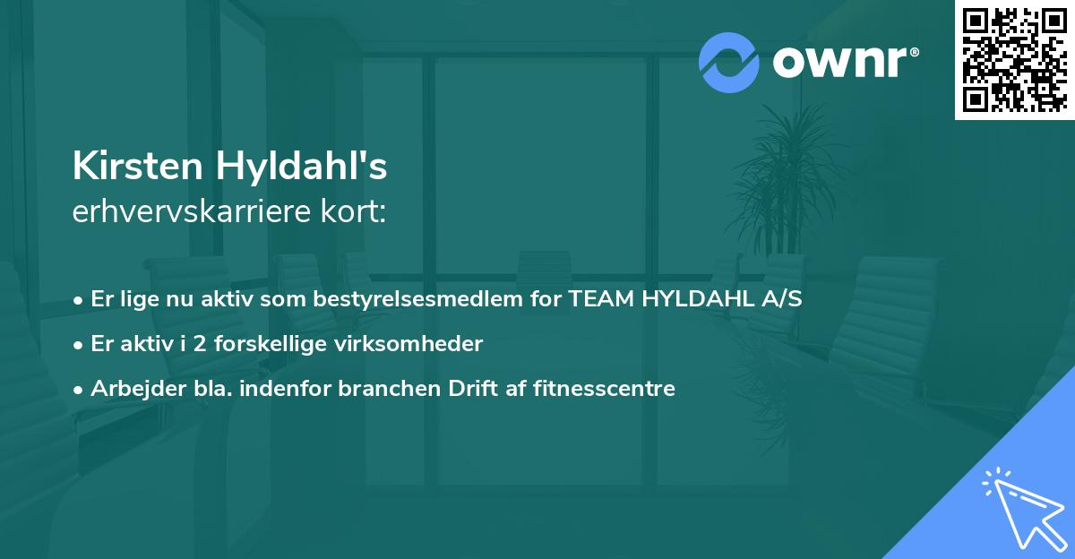 Kirsten Hyldahl's erhvervskarriere kort