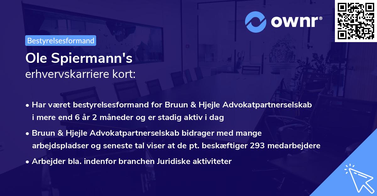 Ole Spiermann's erhvervskarriere kort