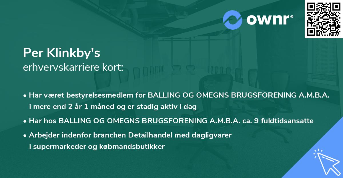 Per Klinkby's erhvervskarriere kort