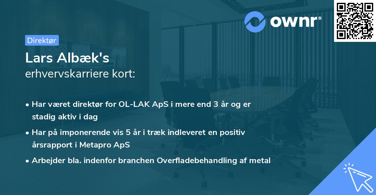 Lars Albæk's erhvervskarriere kort