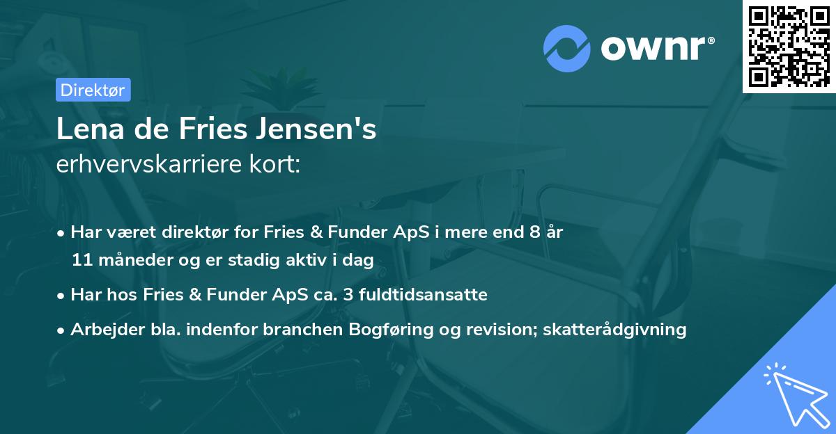 Lena de Fries Jensen's erhvervskarriere kort