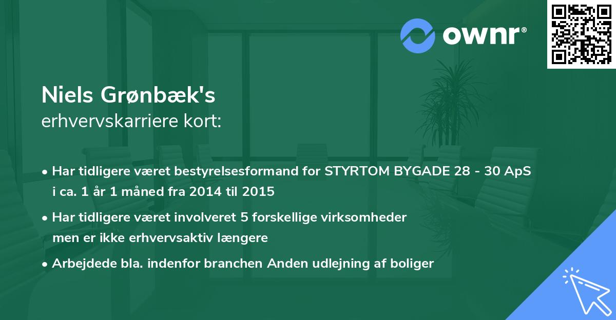 Niels Grønbæk's erhvervskarriere kort