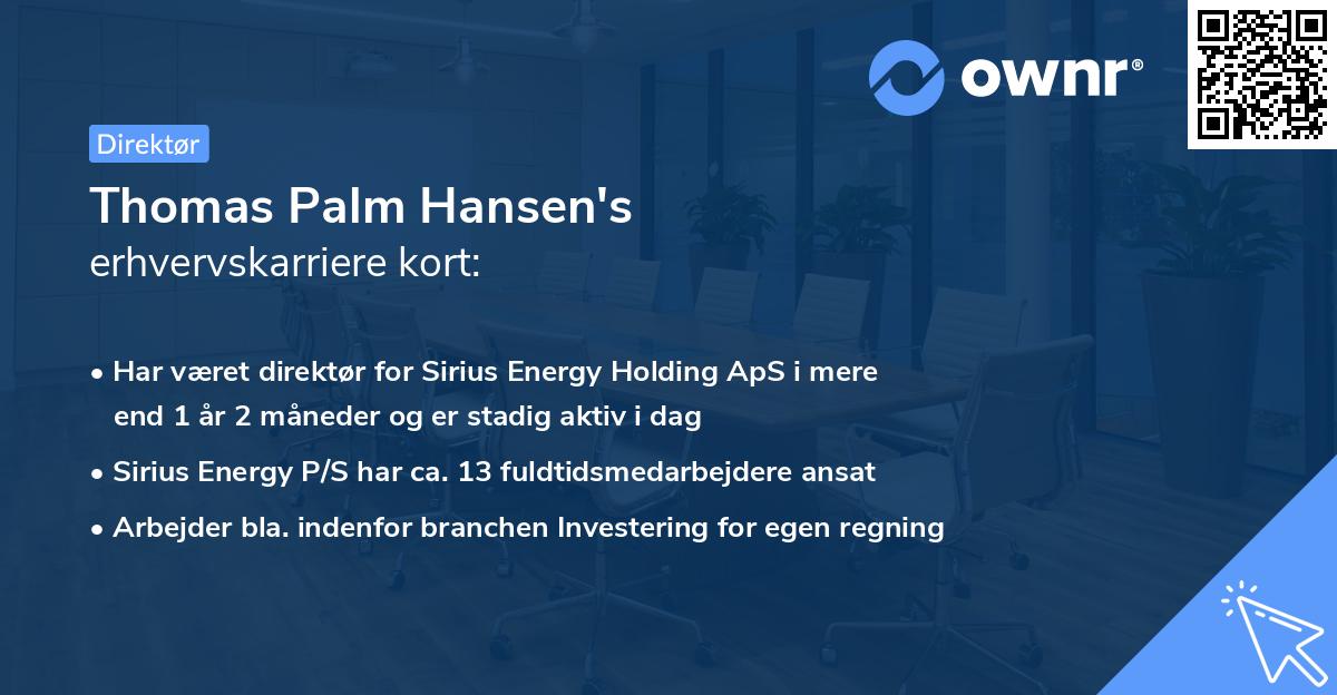 Thomas Palm Hansen's erhvervskarriere kort