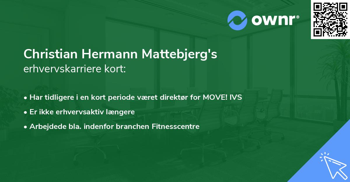 Christian Hermann Mattebjerg's erhvervskarriere kort