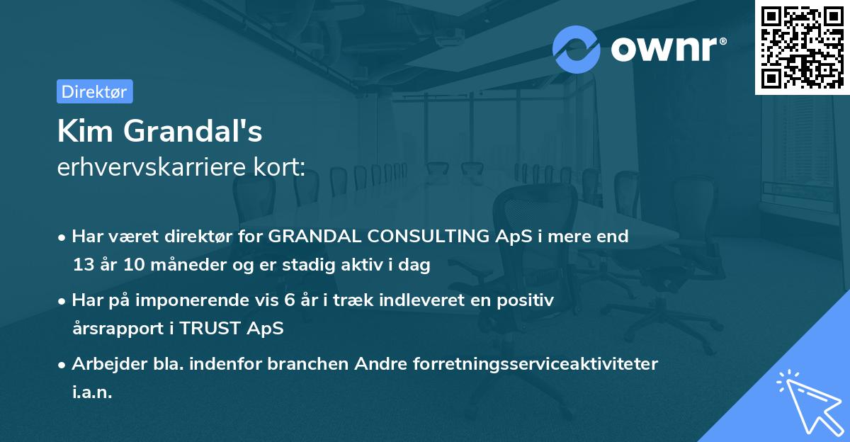 Kim Grandal's erhvervskarriere kort