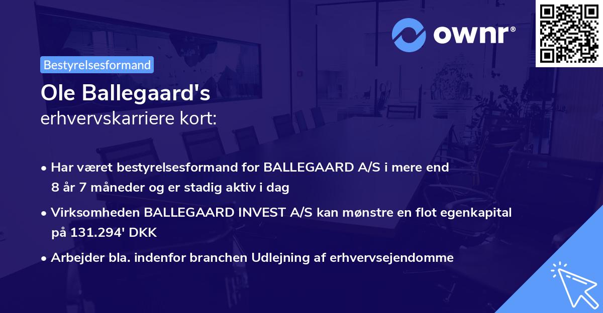 Ole Ballegaard's erhvervskarriere kort