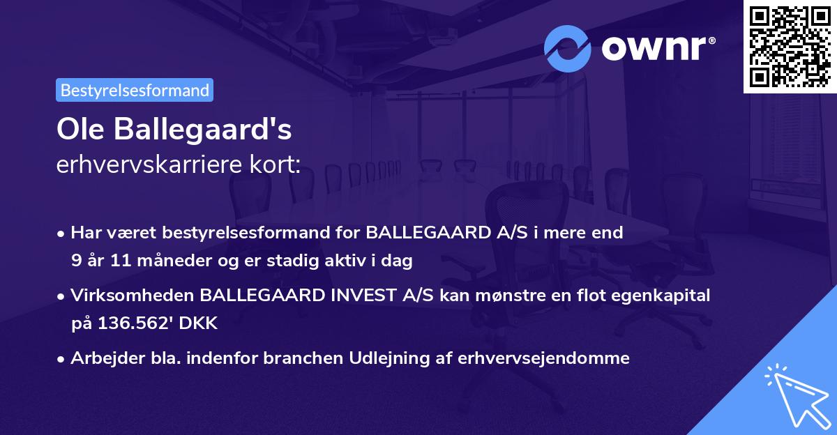 Ole Ballegaard's erhvervskarriere kort