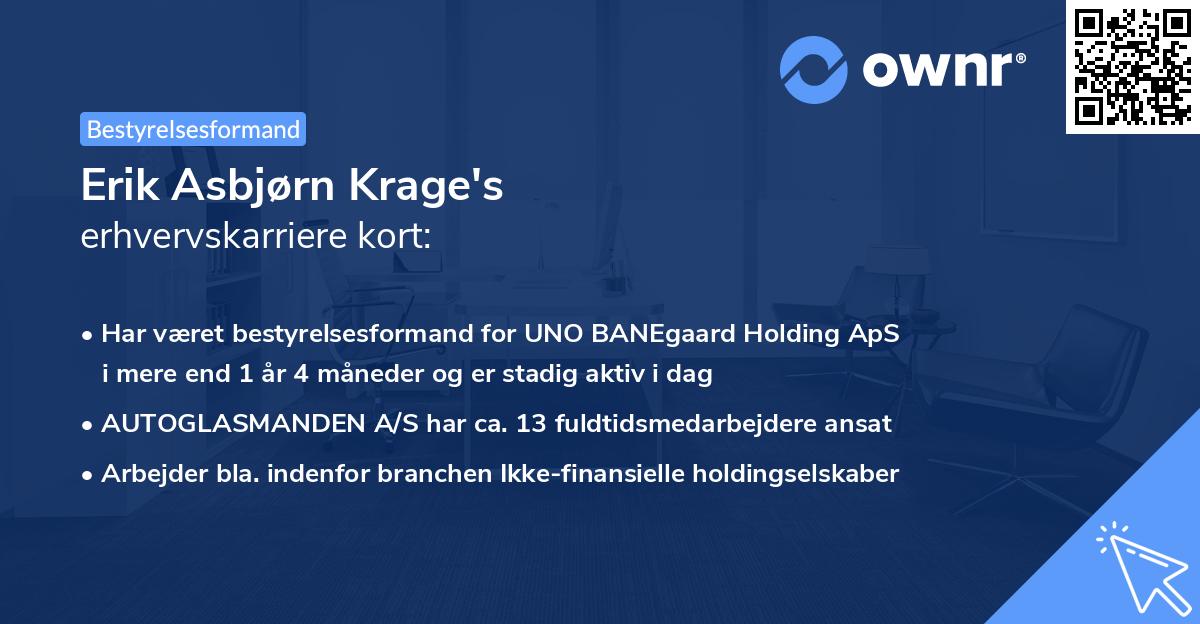 Erik Asbjørn Krage's erhvervskarriere kort