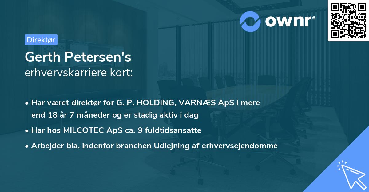 Gerth Petersen's erhvervskarriere kort