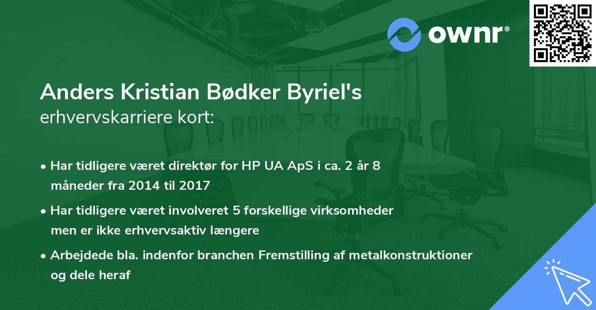 Anders Kristian Bødker Byriel's erhvervskarriere kort
