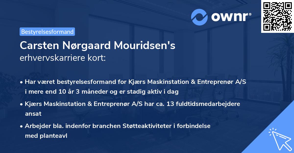 Carsten Nørgaard Mouridsen's erhvervskarriere kort