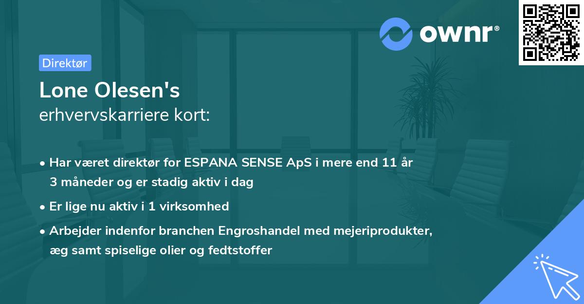 Lone Olesen's erhvervskarriere kort