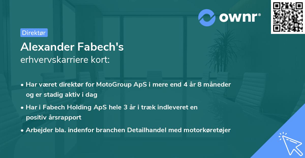 Alexander Fabech's erhvervskarriere kort