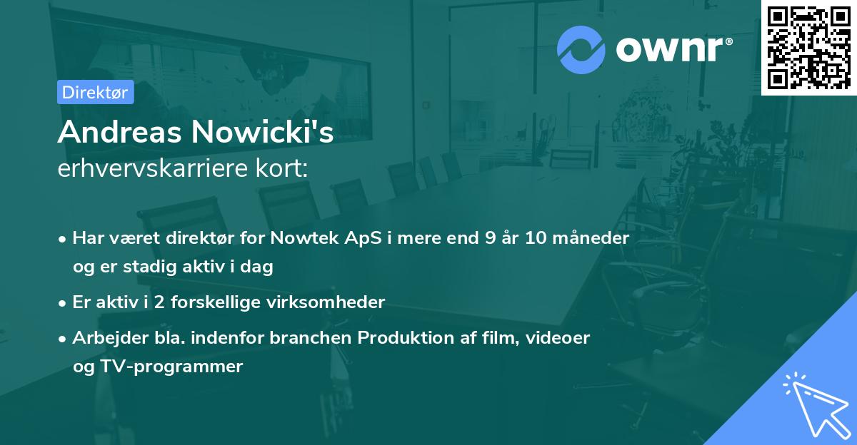 Andreas Nowicki's erhvervskarriere kort